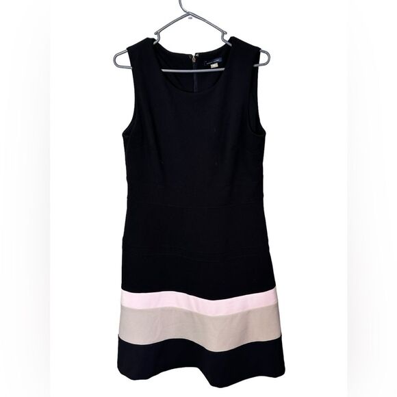 Tommy Hilfiger Tricot Sheath Dress Stretch Black Striped Border Stretch 12 - Picture 1 of 7